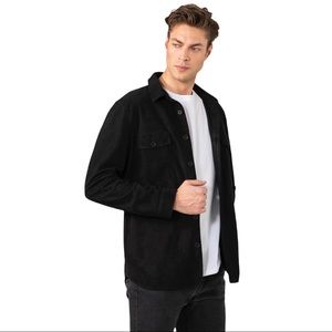 Mens suede button up shirt  front pockets jacket